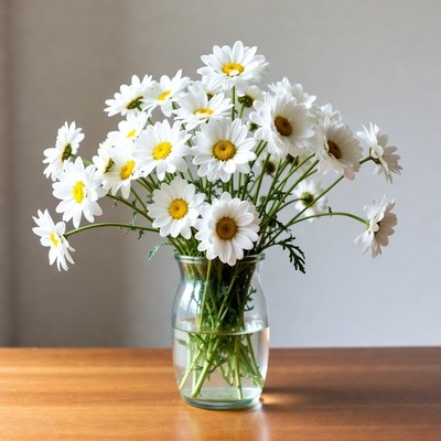 White Daisies in Glass Vase