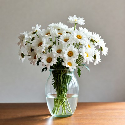 White Daisies in Glass Vase