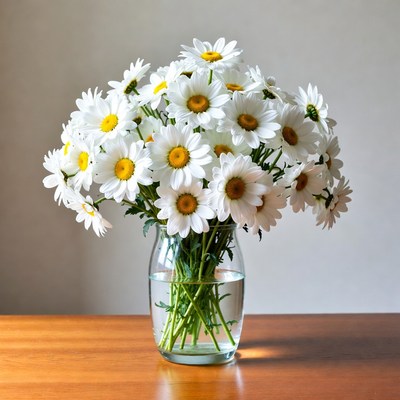 Bouquet of White Daisies in Glass Vase