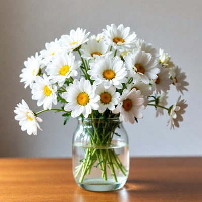White Daisies in Glass Jar