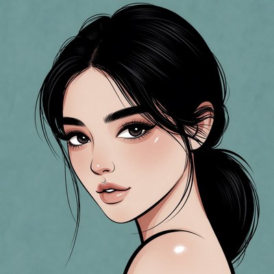 Beautiful Asian woman portrait illustration