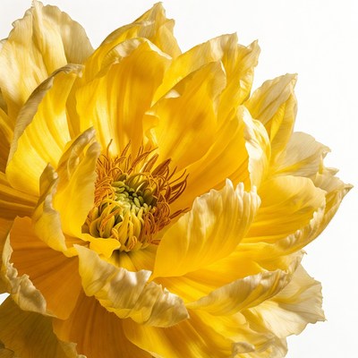 Yellow Peony Flower Closeup