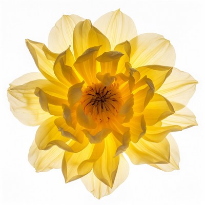 Yellow Dahlia Flower on White Background