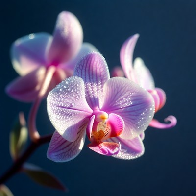 Purple Orchid Flowers with Dew Drops