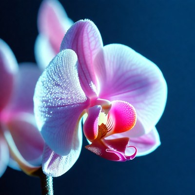 Pink Orchid Flower on Dark Background