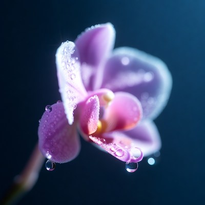 Purple Orchid with Water Droplets
