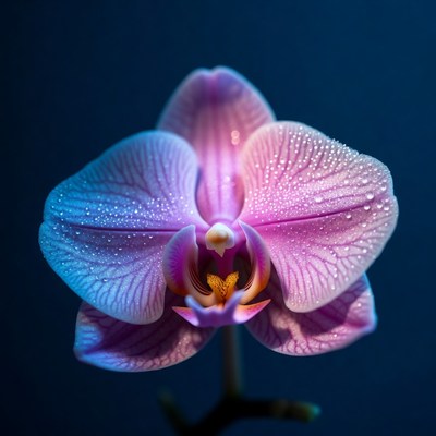 Purple Orchid Flower with Dew Drops