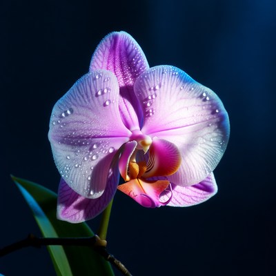 Purple Orchid with Dew Drops