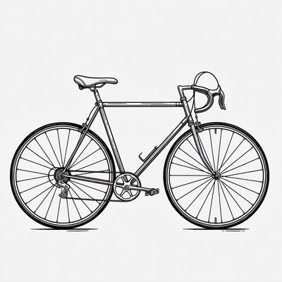 Line drawing of road bicycle
