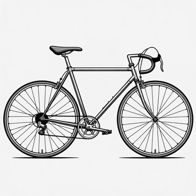 Line Art Road Bicycle Illustration