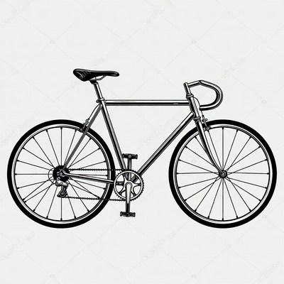 Black line drawing bicycle