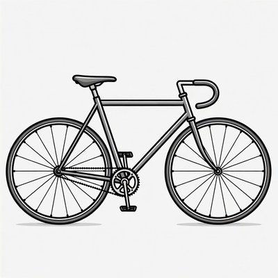 Black line art track bicycle