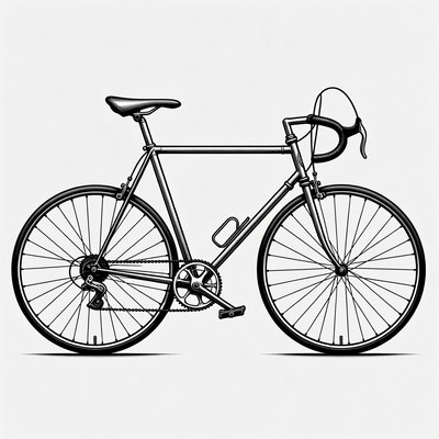 Black Silhouette Road Bicycle Illustration