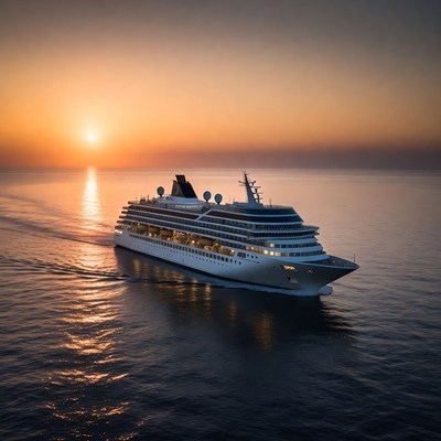 Luxury Cruise Ship at Sunset
