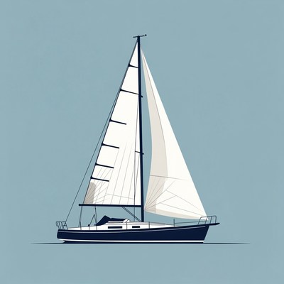 Sailboat illustration on blue background
