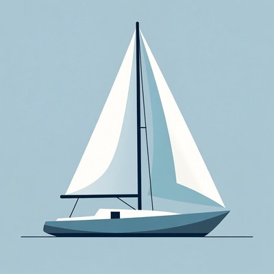 Sailboat on blue background