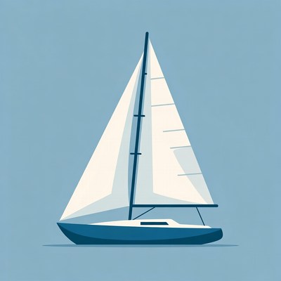 Sailboat with white sails