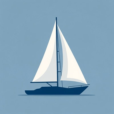Sailboat on blue background