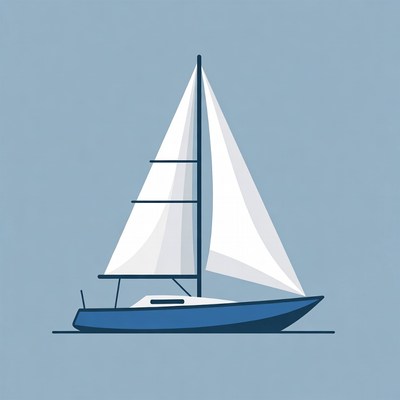 Blue Sailboat Illustration
