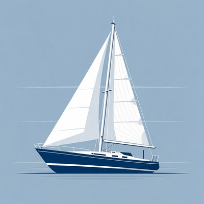 Sailboat on blue background