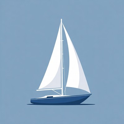 Blue Sailboat with White Sails