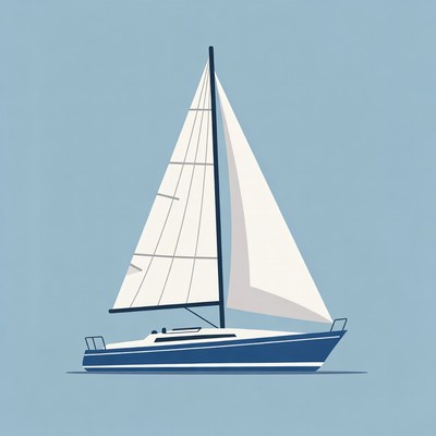 Sailboat with white sails