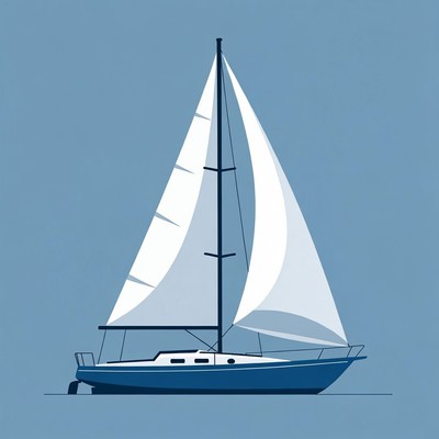 Sailboat with white sails