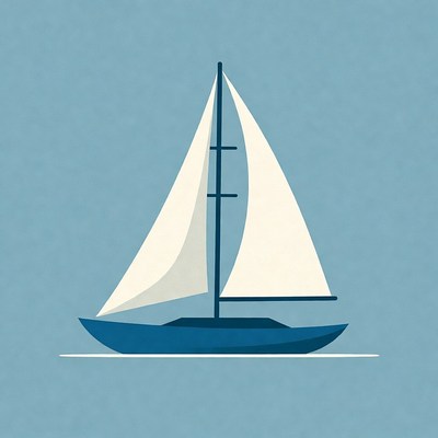Sailboat on blue background
