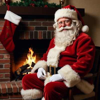 Santa Claus by Fireplace