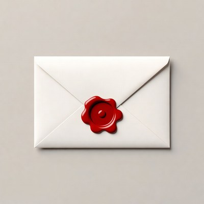 White envelope with red wax seal