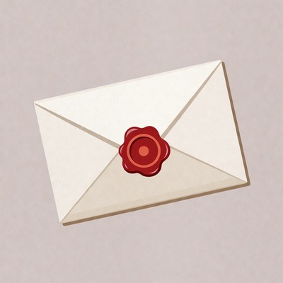 White Envelope with Red Wax Seal