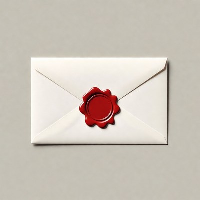 White envelope with red wax seal