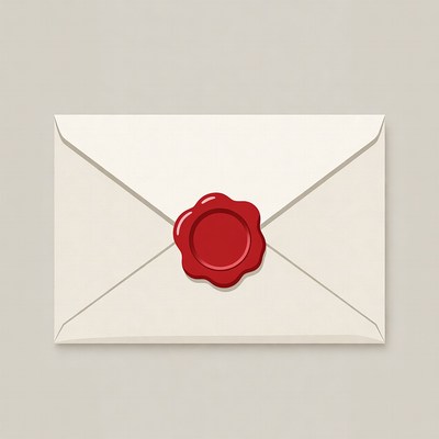 White Envelope with Red Wax Seal