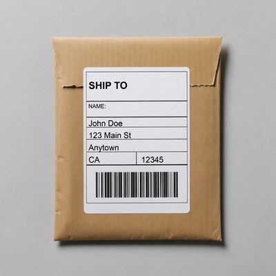 Brown envelope with shipping label
