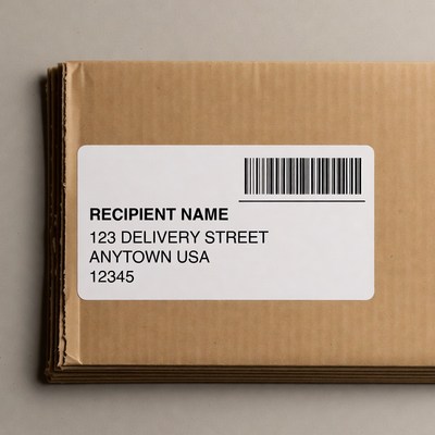 Brown Cardboard Box with Shipping Label