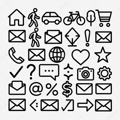 Line Icons Set Communication Transportation Symbols