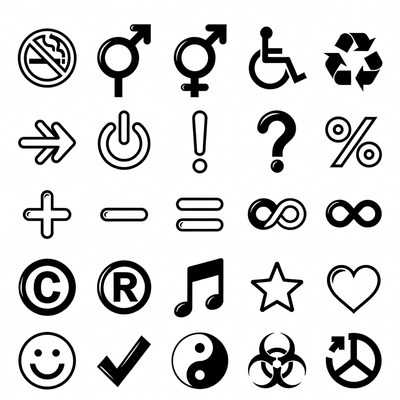 Black Outline Symbols Icons Set