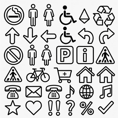 Black Line Icons Set