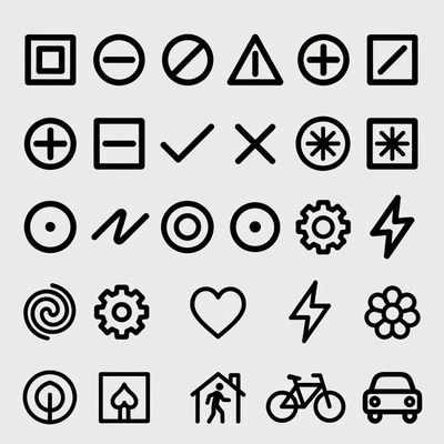 Set of Black Line Icons