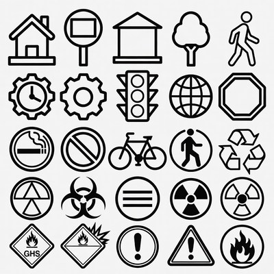Line Icons of Symbols and Signs