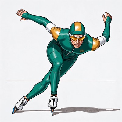 Speed skater in green suit