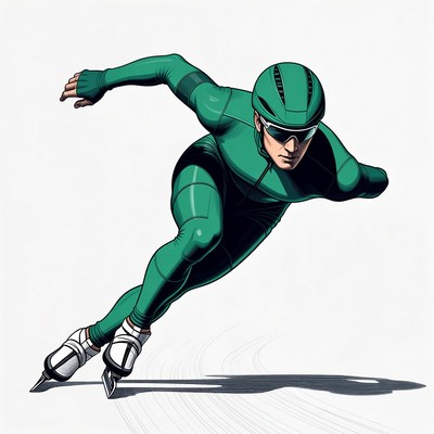 Speed skater in green suit