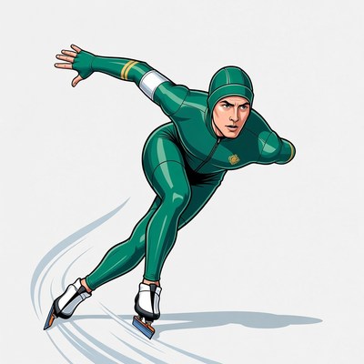 Speed skater in green suit