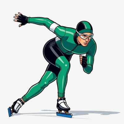 Speed skater in green suit