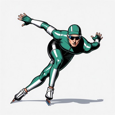 Speed skater in green suit
