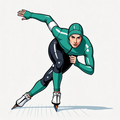 Speed skater in green suit