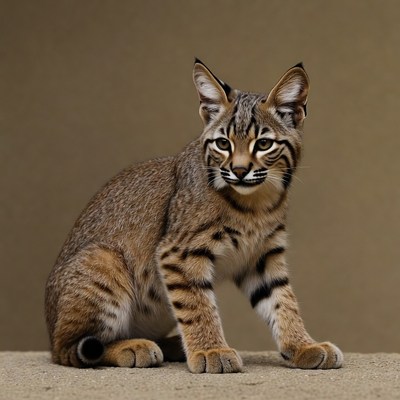 Bobcat kitten sitting alertly