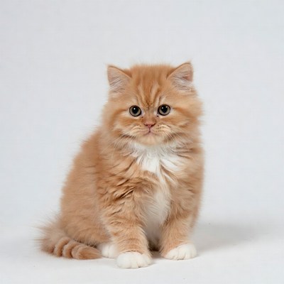 Fluffy Orange Kitten Sitting