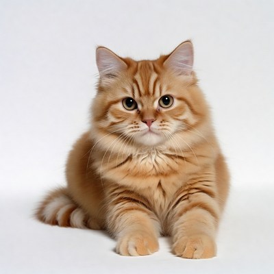 Orange British Shorthair Kitten on White Background