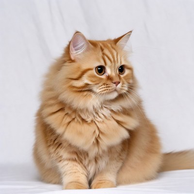 Fluffy Orange Tabby Cat Sitting
